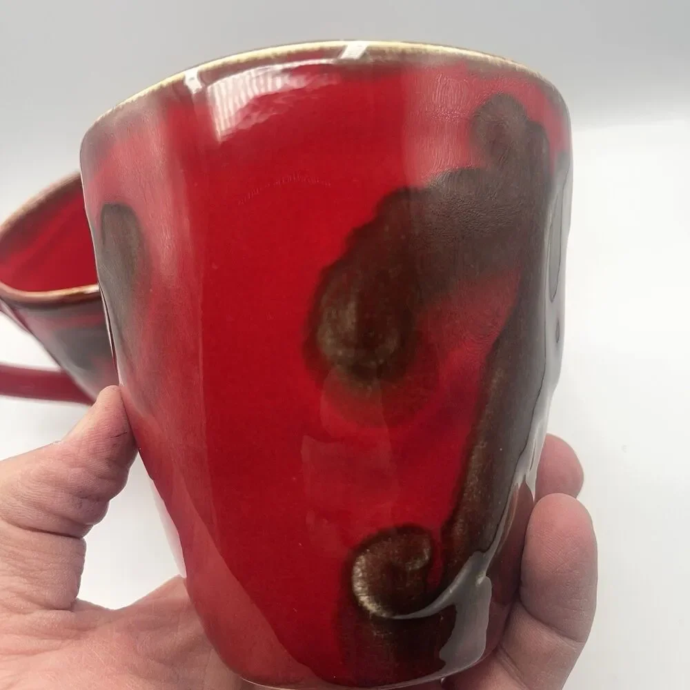 Pier 1 Vania Deep Red Mugs - Set Of 2